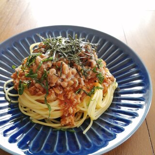 定期的に食べたくなる♪納豆ミートソースパスタ